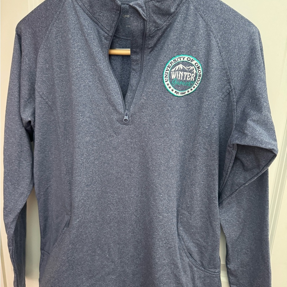 University of Okoboji Winter games light weight quarter zip blue size large - Picture 2 of 6